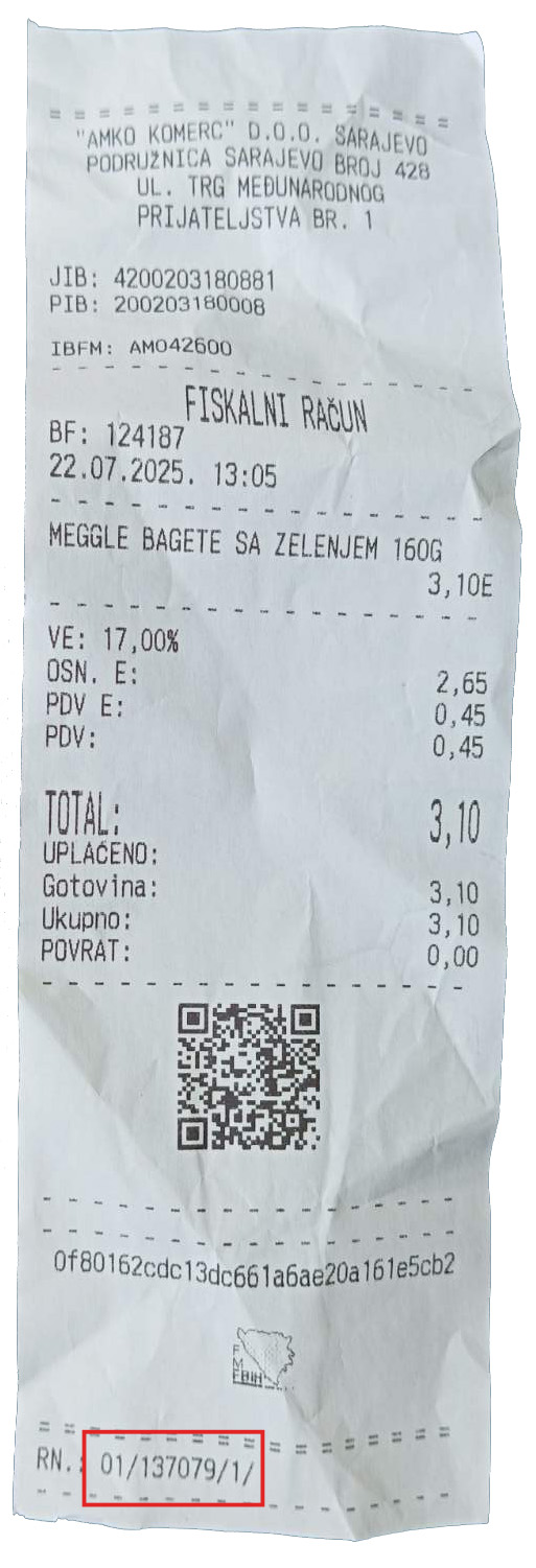 Primjer računa FBiH